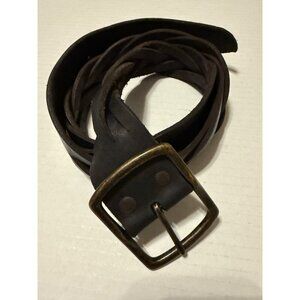 Gap Genuine Leather Partial Braided Belt w/ Solid Brass Buckle Size 36 M